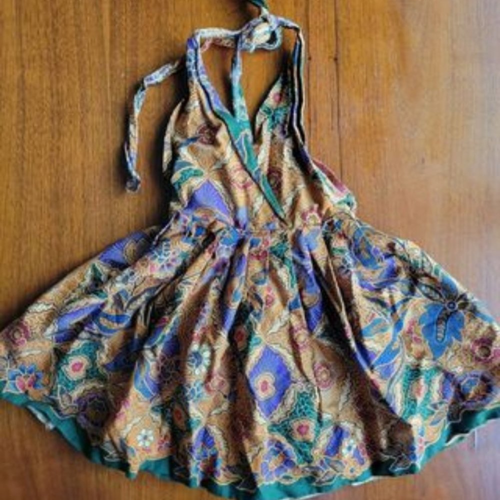 2T Tropical Tribal Boho Girls Halter Dress